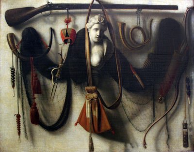 Natura morta con busto di Artemide, armi e strumenti di caccia da Christoffel Pierson
